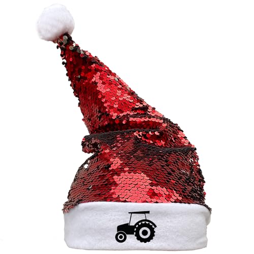 Huuraa Nikolausmütze Trecker Traktor Geschenk Pailletten Rot/Weiß Filz Weihnachtsmannmütze Erwachsene Trecker Mitbringsel Huuraa Nikolausmütze Trecker Traktor Geschenk Pailletten Rot/Weiß Filz Weihnachtsmannmütze Erwachsene Trecker Mitbringsel von Huuraa