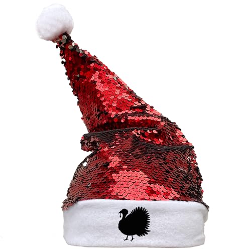 Huuraa Nikolausmütze Truthahn Silhouette Geschenk Pailletten Rot/Weiß Filz Weihnachtsmannmütze Erwachsene Truthahn Mitbringsel Huuraa Nikolausmütze Truthahn Silhouette Geschenk Pailletten Rot/Weiß Filz Weihnachtsmannmütze Erwachsene Truthahn Mitbringsel von Huuraa