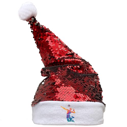 Huuraa Nikolausmütze Volleyballer bunte Silhouette Geschenk Pailletten Rot/Weiß Filz Volleyballer Mitbringsel von Huuraa