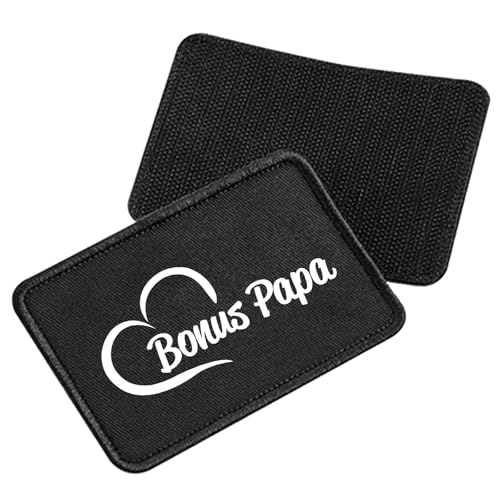 Huuraa Patch Bonus Papa Herz Geschenk Black Bonus Papa Präsent von Huuraa