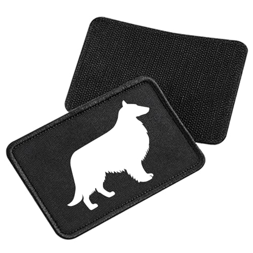 Huuraa Patch Collie Sheltie Silhouette Geschenk Black Collie Sheltie Präsent von Huuraa