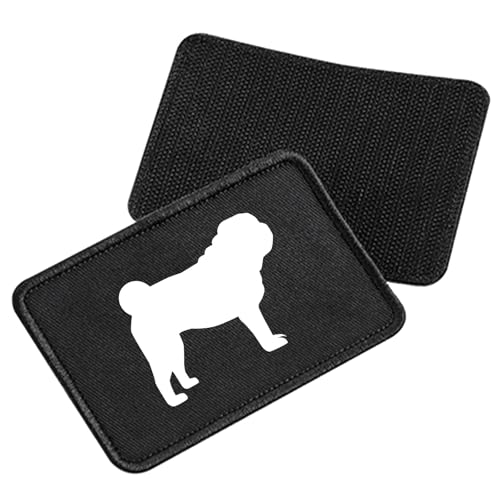 Huuraa Patch Mops Silhouette Geschenk Black Mops Präsent von Huuraa