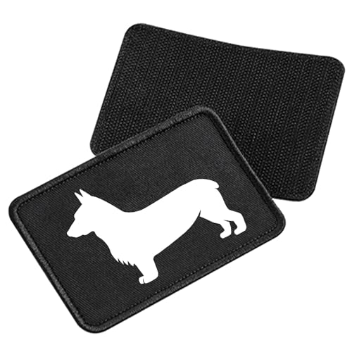 Huuraa Patch Welsh Corgi Pembroke Silhouette Geschenk Black Welsh Corgi Pembroke Präsent von Huuraa