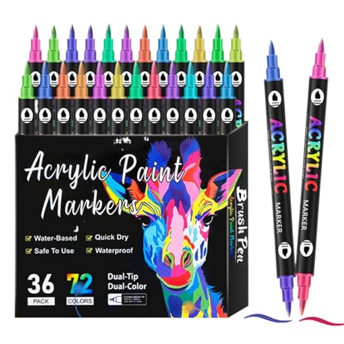 Huvqianu Acrylic Paint Markers, Rock Painting Pens, 6.49x0.35in Tip Drawing Tools, Fade Resistant Permanent Ink, Quick-Drying Multiple Use for Paper, Glass, Wood, Canvas, Ceramic Crafts Huvqianu Acrylic Paint Markers, Rock Painting Pens, 6.49x0.35in Tip Drawing Tools, Fade Resistant Permanent Ink, Quick-Drying Multiple Use for Paper, Glass, Wood, Canvas, Ceramic Crafts von Huvqianu