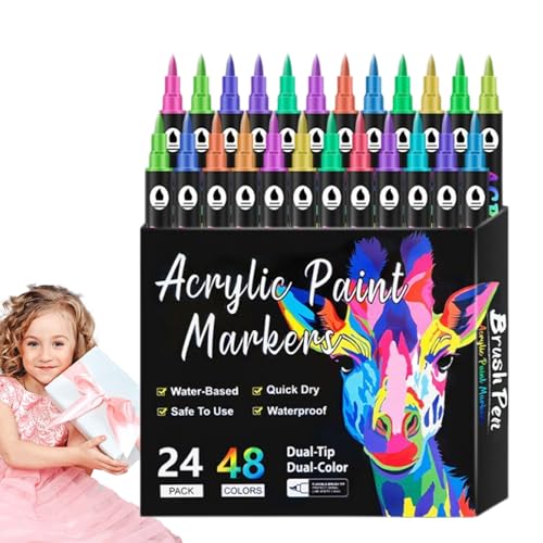 Huvqianu Acrylic Paint Markers, Rock Painting Pens, 6.49x0.35in Tip Drawing Tools, Fade Resistant Permanent Ink, Quick-Drying Multiple Use for Paper, Glass, Wood, Canvas, Ceramic Crafts Huvqianu Acrylic Paint Markers, Rock Painting Pens, 6.49x0.35in Tip Drawing Tools, Fade Resistant Permanent Ink, Quick-Drying Multiple Use for Paper, Glass, Wood, Canvas, Ceramic Crafts von Huvqianu