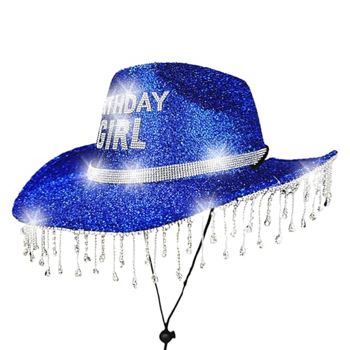 Huvqianu Cowboyhut | Party-/Geburtstagsmädchen-Hut – Strass, atmungsaktive Kappen, Dekorationen für Erwachsene und Kinder, Party, Festival, Urlaub von Huvqianu