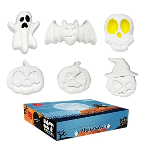Huvqianu Halloween Plaster, Painting Craft, Unpainted Pumpkin Ghost Bat Figures with Brush Palette Adults Party Holiday Activity Tabletop Fun Decoration Art Crafting, 10.04x8.27x2.56 Inches Huvqianu Halloween Plaster, Painting Craft, Unpainted Pumpkin Ghost Bat Figures with Brush Palette Adults Party Holiday Activity Tabletop Fun Decoration Art Crafting, 10.04x8.27x2.56 Inches von Huvqianu