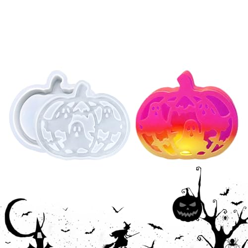 Huvqianu Herbst-Silikonformen, Kürbislichter, Epoxidharz-Formen, Bastelzubehör für Epoxidwachs, Teelichthalter, Heimdekoration, Halloween, Erntedankfest, Tischdekoration von Huvqianu