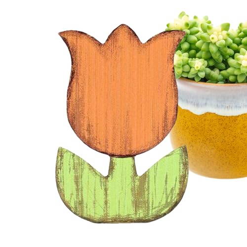 Huvqianu Holzblumen, Tulpen aus Holz, rustikale Blumendekoration, Tischdekoration für Kaminsims, abgestuftes Tablett, Schule, Arbeit, Fensterbank, Dusche, Tischregal von Huvqianu