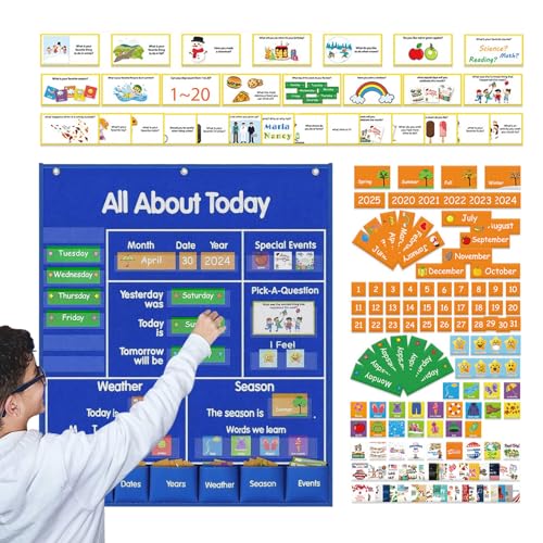 Huvqianu Kalender-Taschendiagramm | Großes Klassenzimmer-Kalender-Taschendiagramm – Lernzentrum, Lernspiele für Saison, Zeit, Briefkarten, Wort, Kinder, Studenten, Heimschule von Huvqianu