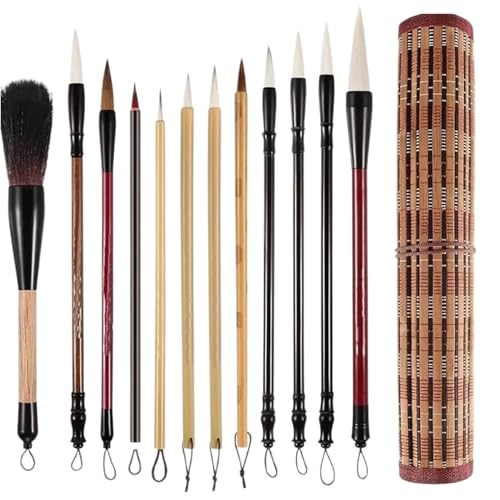 Huvqianu Kalligraphie-Pinsel, Kunstpinsel, professionelles, traditionelles Design sorgt für einen reibungslosen Tintenfluss, feine Borsten optimieren Präzisionsstriche, Malwerkzeug zum Schreiben von Huvqianu