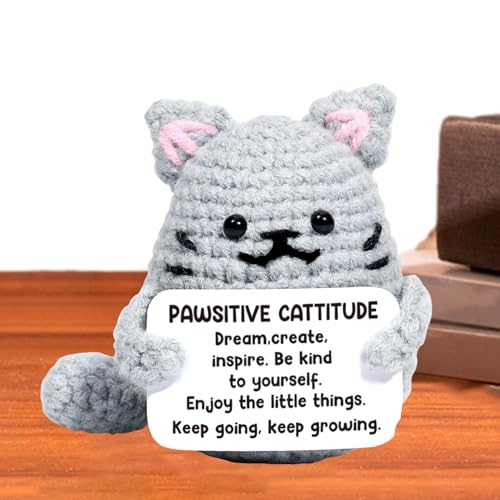 Huvqianu Positive Katze, inspirierende Häkeltiere, Strickpuppe, Katze für Kinder, Frauen, Studenten, Freunde, Geburtstagsregal, Wohnzimmer Huvqianu Positive Katze, inspirierende Häkeltiere, Strickpuppe, Katze für Kinder, Frauen, Studenten, Freunde, Geburtstagsregal, Wohnzimmer von Huvqianu