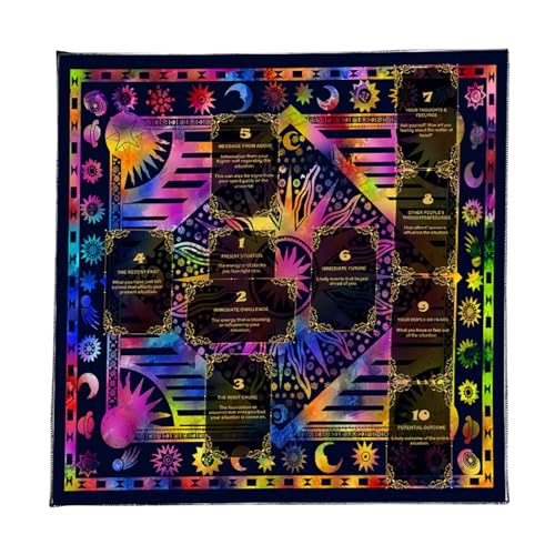 Huvqianu Tarot -Stoff, Anfänger Altarmatte, weiches Faltungsstoff -Stoff -Design, Elegantes klassisches Muster, Wahrsagentuch für Lesekarten, Meditation, Anfängerpraxis, Aufbewahrungstasche, Flanell von Huvqianu