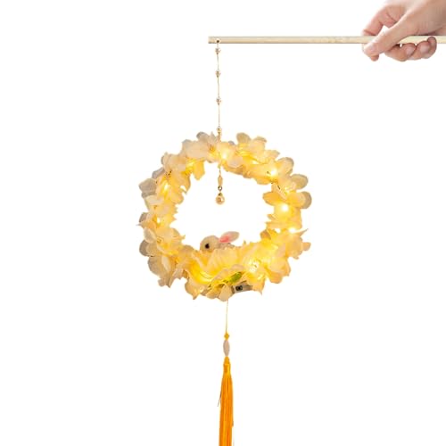 Mittelherbst-Festival-Laternen, handliche Kaninchen-Mondkuchen-Laterne, Bastelsets, 24,9 cm, tragbar und leicht, beleuchtete Urlaubsdekorationen für Kinder und Erwachsene, Zuhause, Party, Feier von Huvqianu