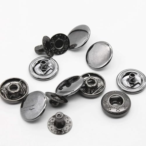 20set Druckknöpfe Schwarz,15mm Metall Druckknopf für Nähen,Kleidung, Brieftasche, Handwerk DIY(Schwarz) von Huxawak