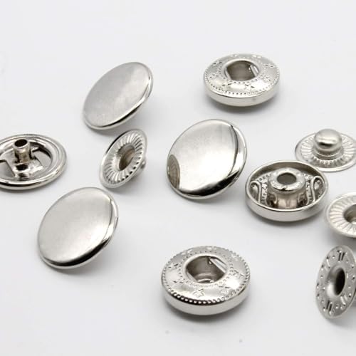 20set Druckknöpfe Silber, 15mm Metall Druckknopf für Nähen, Kleidung, Brieftasche, Handwerk DIY(Silber) von Huxawak