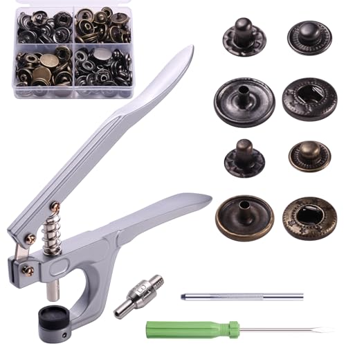 Druckknopf Set mit Zange 40set, Druckknöpfe mit Zange, Φ15mm Messing Druckknöpfe Schwarz +Bronze für alle Arten DIY Kleidung Basteln Lederhandwerks von Huxawak