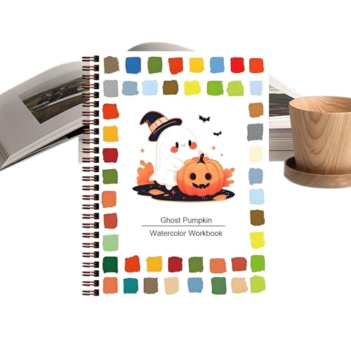 Huxibai Aquarellbücher für Erwachsene, Halloween-Buch mit Wasser, Aquarellbuch, kreative Reiseaktivität, für alle Altersgruppen im Innen- und Außenbereich, Kunst von Huxibai