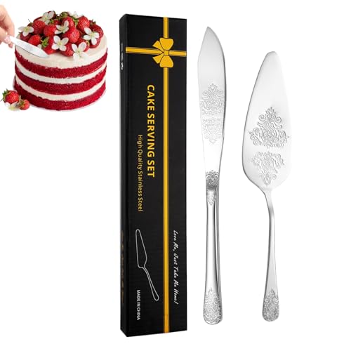 Huxibai Kuchenschneide-Set für Hochzeiten, Kuchenschneider und Servierer, dekorativer Hochzeits-Kuchenschneider und Kuchenspatel, Schneidset mit Griff von Huxibai