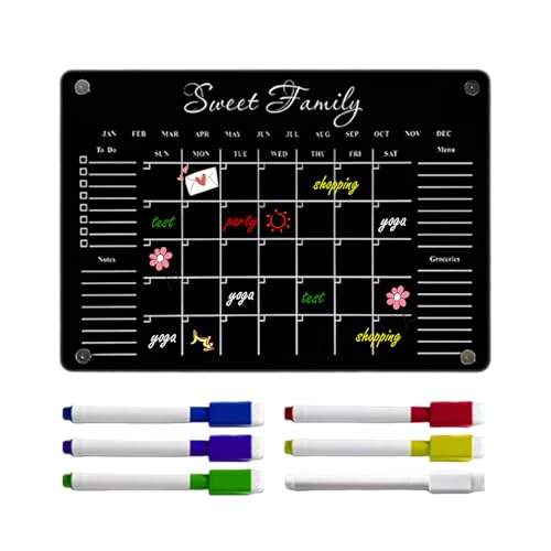 Huxibai Magnetischer Wochenplaner Kalender Für Kühlschrank - Planer Wiederbeschreibbar Notizblock,Multifunktionale Tafel Für Einkaufsliste Familienplanung Mit 6 Stiften von Huxibai