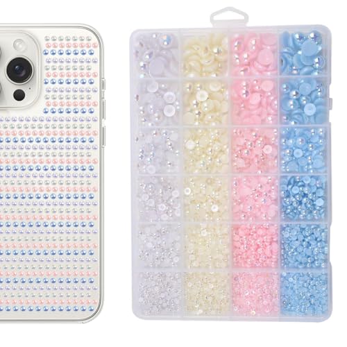 Huxibai Nagelperlen | Halbrunde Bastelperlen - Flachrücken Perlen für Handy-Hüllen Dekoration zu Hause, für Nagelstudio und für Sommer Bastelprojekte von Huxibai