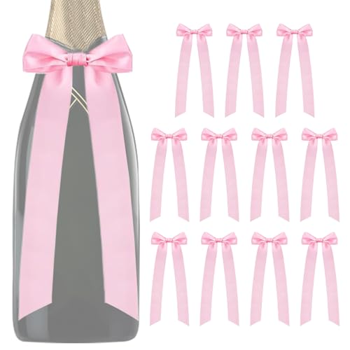 Huxibai Satinschleifen für Kerzen - 12 Stück Champagner-Schleife für Kerzenhalter | Vorverpackte Schleifen Aufkleber für Partys für Geschenke Geburtstag Abend von Huxibai