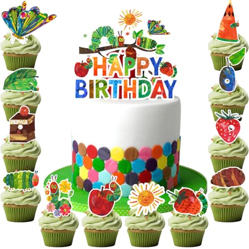 25 Stück Sehr hungrige Raupe Kuchendekorationen, hungrige Raupe Dekorationen Set inklusive Raupe Tortenaufsatz + hungrige Raupe Cupcake Topper für Kinder Baby Shower 25 Stück Sehr hungrige Raupe Kuchendekorationen, hungrige Raupe Dekorationen Set inklusive Raupe Tortenaufsatz + hungrige Raupe Cupcake Topper für Kinder Baby Shower von Huxolynifty