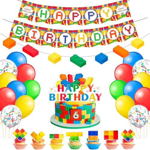 Bausteine Geburtstag Party Deko, 53 Pcs Building Blocks Theme Party Supplies, Baustein Geburtstag Banner, Bausteine Party Luftballons Baustein Geburtstag Tortendeko etc Baustein Party Dekoration Bausteine Geburtstag Party Deko, 53 Pcs Building Blocks Theme Party Supplies, Baustein Geburtstag Banner, Bausteine Party Luftballons Baustein Geburtstag Tortendeko etc Baustein Party Dekoration von Huxolynifty