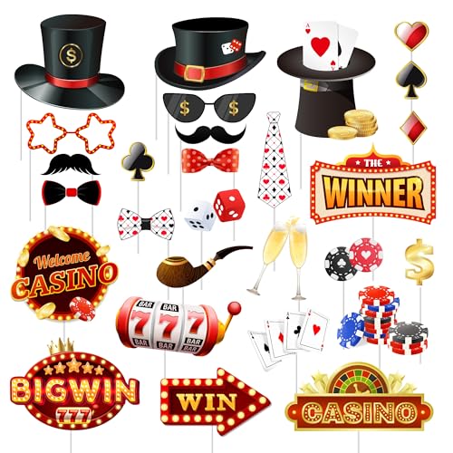Casino Photo Booth Props, 28 Pcs Las Vegas Fotoautomaten Requisiten Casino Fotoautomaten Requisiten für Las Vegas Dekoration Party Casino Poker Party Dekoratoin Casino Photo Booth Props, 28 Pcs Las Vegas Fotoautomaten Requisiten Casino Fotoautomaten Requisiten für Las Vegas Dekoration Party Casino Poker Party Dekoratoin von Huxolynifty