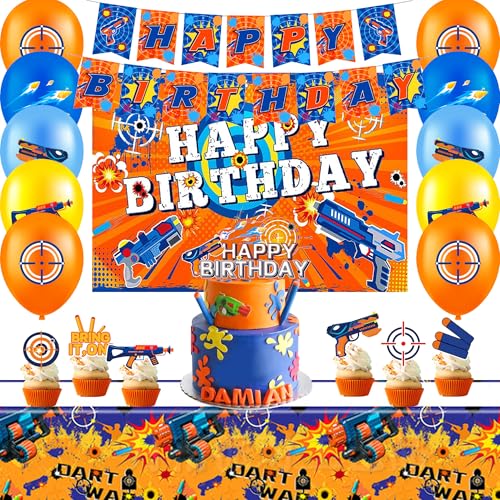 Dart War Party Dekorationen Zubehör, Dart Battle Geburtstag Party Dekorationen Set Inklusive Dart War Luftballons Cupcake Topper Banner etc Dart War Geburtstag Dekorationen Dart War Party Dekorationen Zubehör, Dart Battle Geburtstag Party Dekorationen Set Inklusive Dart War Luftballons Cupcake Topper Banner etc Dart War Geburtstag Dekorationen von Huxolynifty
