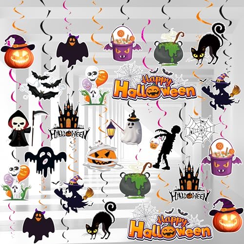 Halloween Hängende Wirbel Dekorationen, 32 Pcs Halloween Wirbel Dekoration Set Halloween Hängedeko Spirale, Halloween Decke Hängend Dekorationen für Halloween Deko Party Fledermäuse Halloween Party Halloween Hängende Wirbel Dekorationen, 32 Pcs Halloween Wirbel Dekoration Set Halloween Hängedeko Spirale, Halloween Decke Hängend Dekorationen für Halloween Deko Party Fledermäuse Halloween Party von Huxolynifty