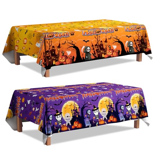 Halloween Table Cloth, 2 Pcs Halloween Tischdecke Dekoration Set Halloween Deko Tischdecke, Fröhliche Halloween Tischdecke für Halloween Party Deko Halloween Party Tischdekorationen Halloween Table Cloth, 2 Pcs Halloween Tischdecke Dekoration Set Halloween Deko Tischdecke, Fröhliche Halloween Tischdecke für Halloween Party Deko Halloween Party Tischdekorationen von Huxolynifty