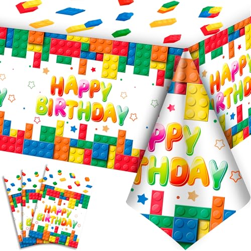 Bausteine Geburtstag Tischdecke, 3 Pcs Bausteine Tischdecke für Backstein-Partydekorationen & Bausteine Geburtstagsdeko Bausteine Geburtstag Tischdecke, 3 Pcs Bausteine Tischdecke für Backstein-Partydekorationen & Bausteine Geburtstagsdeko von Huxolynifty