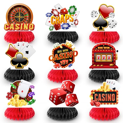 Huxolynifty Casino Party Waben Mittelstücke, 9 Pcs Casino Waben Mittelstücke Casino Waben Mittelstücke Casino Tischdekorationen für Casino Nacht Partydekorationen Las Vegas Party Dekorationen Huxolynifty Casino Party Waben Mittelstücke, 9 Pcs Casino Waben Mittelstücke Casino Waben Mittelstücke Casino Tischdekorationen für Casino Nacht Partydekorationen Las Vegas Party Dekorationen von Huxolynifty