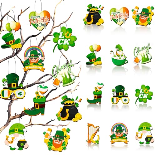 Huxolynifty St. Patrick's Day Baumdekoration, 36 Pcs Hängende Holzornamente & Zwergen Anhänger, für St. Patrick's Day-Party-Dekorationen Huxolynifty St. Patrick's Day Baumdekoration, 36 Pcs Hängende Holzornamente & Zwergen Anhänger, für St. Patrick's Day-Party-Dekorationen von Huxolynifty