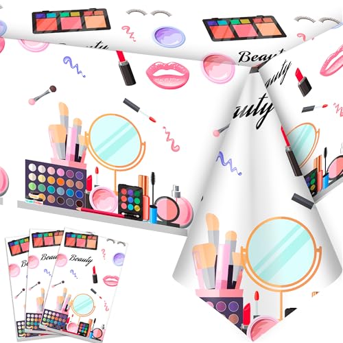 Make Up Party Tischdecken 54'' x 108'', 3Pcs Spa Tischdecke Make Up Tischabdeckung für Spa Party Dekorationen von Huxolynifty