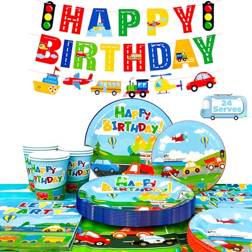 Auto Partygeschirr Kindergeburtstag Deko,190pcs Verkehr Partygeschirr Set Transport Party Banner Verkehr Geburtstag Deko Pappteller Servietten Tischdecken etc Transport Geburtstagsparty Zubehör Auto Partygeschirr Kindergeburtstag Deko,190pcs Verkehr Partygeschirr Set Transport Party Banner Verkehr Geburtstag Deko Pappteller Servietten Tischdecken etc Transport Geburtstagsparty Zubehör von Huxolynifty