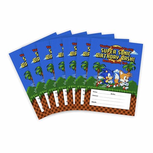 Huxters 14 Stück Blauer Igel, Videospiele, Geburtstag, Kinderparty-Einladungen für Jungen, Spiel, Themenparty, Super Sonic Einladungen, Kinderbedarf, Controller, doppelseitig, Blau H Huxters 14 Stück Blauer Igel, Videospiele, Geburtstag, Kinderparty-Einladungen für Jungen, Spiel, Themenparty, Super Sonic Einladungen, Kinderbedarf, Controller, doppelseitig, Blau H von Huxters