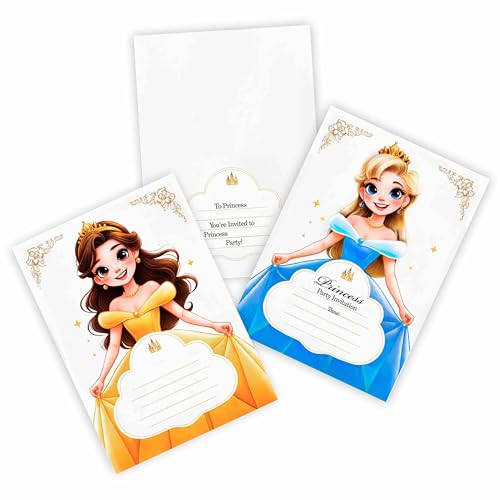Huxters 14 Stück Prinzessin Party Geburtstag Mädchen Kinder Einladungen für Mädchen Magisches Thema Einladungen Kinderbedarf Sparkle Doppelseitig (Prinzessin) von Huxters