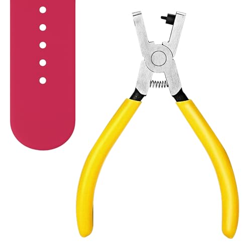 Huybaa 5 Zoll Mini Gürtellochzange, Gürtellochzange Mit Rutschfestem, Lochzange für Leder und Uhrenarmbänder, Hochwertige Gürtel Locher aus Kohlenstoffstahl von Huybaa