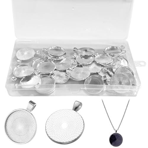 Huybaa Runde Anhängerteller Set, 40 Stück, 25mm Basis, Versilbert, für Schmuckherstellung und Basteln Huybaa Runde Anhängerteller Set, 40 Stück, 25mm Basis, Versilbert, für Schmuckherstellung und Basteln von Huybaa