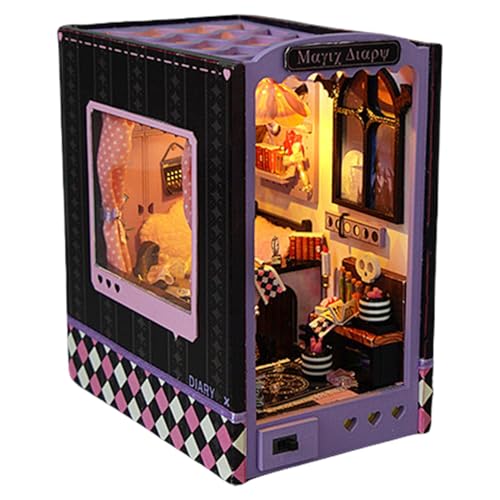 Buchstütze | Bücherregal Nook Miniatur Booknook Kit Holzpuzzle Buchstützen | Interessante Buchecke Bücherregal Einsatz Bücherregaleinsatz Dekor für Wohnzimmer Schlafzimmer Buchstütze | Bücherregal Nook Miniatur Booknook Kit Holzpuzzle Buchstützen | Interessante Buchecke Bücherregal Einsatz Bücherregaleinsatz Dekor für Wohnzimmer Schlafzimmer von Huyeruie