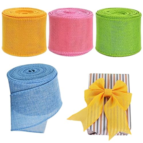 Drahtband für Ostern – Farben Juteband | 4 Rollen Frühling solide Drahtband | Wickelbänder Ostern | 200 x 5 cm Oster-Stoffband Dekoration dekorative Geschenkbänder für Ostern Heimkranz Drahtband für Ostern – Farben Juteband | 4 Rollen Frühling solide Drahtband | Wickelbänder Ostern | 200 x 5 cm Oster-Stoffband Dekoration dekorative Geschenkbänder für Ostern Heimkranz von Huyeruie