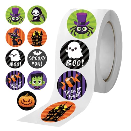 Halloween-Aufkleber-Rolle, runde Urlaubs-Aufkleber-Rolle für Leckerli-Tüten, Halloween-Aufkleber, runde Siegel-Etiketten-Aufkleber, Umschlag-Siegel-Paster für Party-Dekorationen Halloween-Aufkleber-Rolle, runde Urlaubs-Aufkleber-Rolle für Leckerli-Tüten, Halloween-Aufkleber, runde Siegel-Etiketten-Aufkleber, Umschlag-Siegel-Paster für Party-Dekorationen von Huyeruie