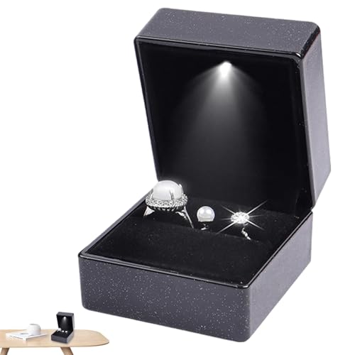 Halsketten-Schmuckschatulle – LED-beleuchtete Halskettenbox | quadratische LED-Schmuckvitrine, Halsketten-Ringhalter für Hochzeit Halsketten-Schmuckschatulle – LED-beleuchtete Halskettenbox | quadratische LED-Schmuckvitrine, Halsketten-Ringhalter für Hochzeit von Huyeruie