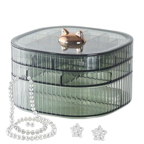 Huyeruie Transparente Schmuckschatulle, Ohrring-Halter, Organizer-Box, mehrstöckige Schmuck-Organizer-Box für Damen, Schmuckschatulle für Ohrringe, Ringe Huyeruie Transparente Schmuckschatulle, Ohrring-Halter, Organizer-Box, mehrstöckige Schmuck-Organizer-Box für Damen, Schmuckschatulle für Ohrringe, Ringe von Huyeruie