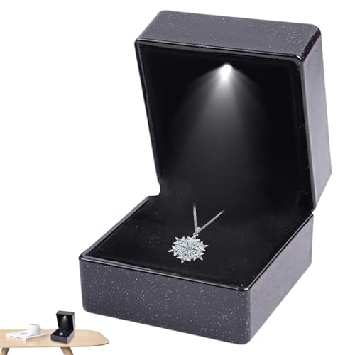 Kleine Schmuckschatulle, elegantes Schmuckkästchen, quadratische LED-Schmuck-Vitrine, Halsketten-Ringhalter für Hochzeit Kleine Schmuckschatulle, elegantes Schmuckkästchen, quadratische LED-Schmuck-Vitrine, Halsketten-Ringhalter für Hochzeit von Huyeruie