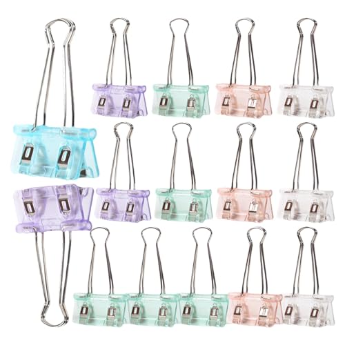 Papierbinder-Clips, transparente faltbare Büroklammern, niedlich, verschleißfest, Binderklammern, Papierklemmen-Set für Lehrer, Studenten Papierbinder-Clips, transparente faltbare Büroklammern, niedlich, verschleißfest, Binderklammern, Papierklemmen-Set für Lehrer, Studenten von Huyeruie