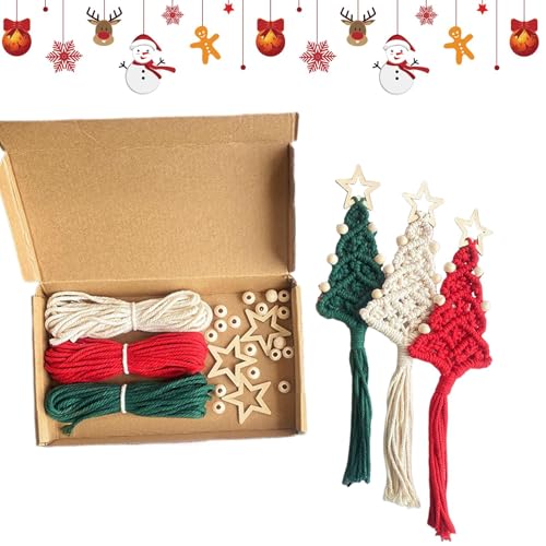 Weihnachtsbaum-Kit, gewebtes Makramee-Weihnachtsbaum-Set, handgefertigter Makramee-Baumschmuck, Basteln, Wandbehänge, Ornamente, Dekoration, Boho-Makramee, handgefertigter Weihnachtsbaum-Anhänger Weihnachtsbaum-Kit, gewebtes Makramee-Weihnachtsbaum-Set, handgefertigter Makramee-Baumschmuck, Basteln, Wandbehänge, Ornamente, Dekoration, Boho-Makramee, handgefertigter Weihnachtsbaum-Anhänger von Huyeruie