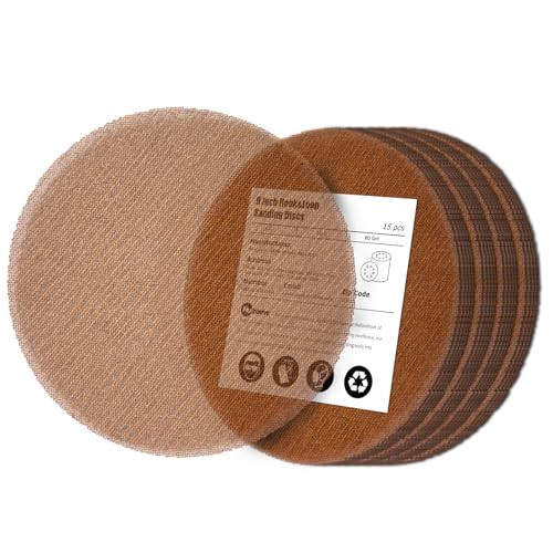 Huzeew 15 Stück Netz-Schleifmittel, 22,9 cm, Trockenbau-Schleifpapier (Körnung 80), Trockenbau-Schleifpapier, staubfreie Klettverschluss-Trockenbau-Schleifscheibe, Doppelschicht-Technologie von Huzeew